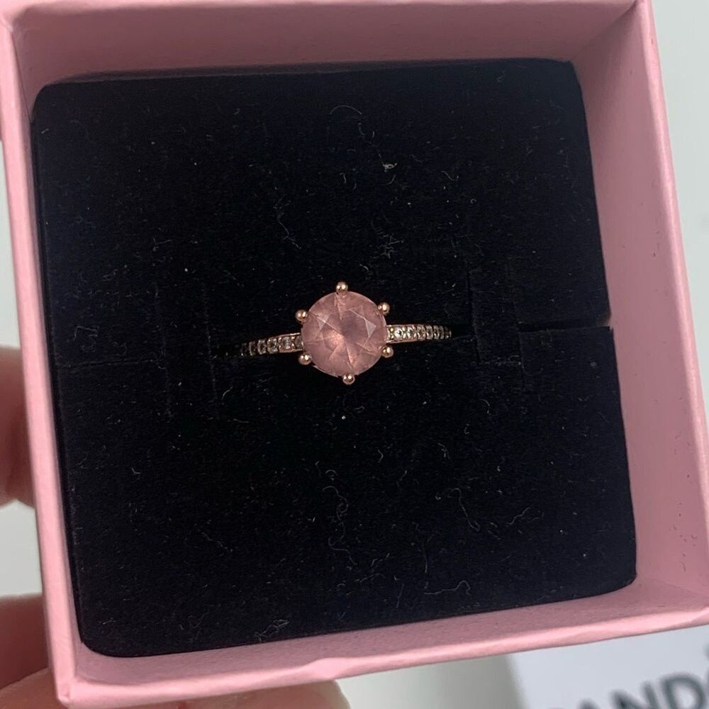 Pandora Rose Pink Solitaire Crown Ring Size 50 (5.25)